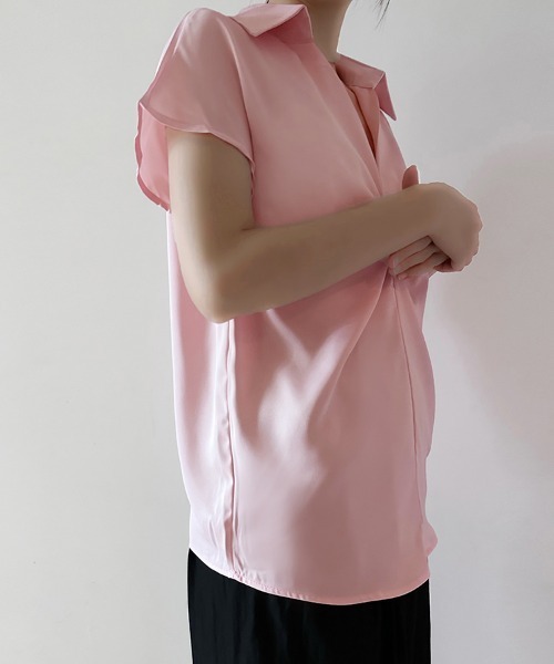ReRe(リリ)の「フレンチスリーブシャツ(シャツ/ブラウス・レディース・オフホワイト/ブラック/ピンク・LARGE/X-LARGE/MEDIUM)」の8枚目の写真