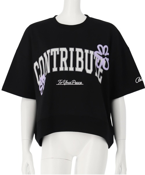 ANAP GiRL(アナップガール)の「カレッジ フラワー スプレー クロップド Tシャツ 【キッズお揃い】(Tシャツ/カットソー・キッズ・ライトグレー/ブラック/ライトイエロー・XS/M/S)」の22枚目の写真
