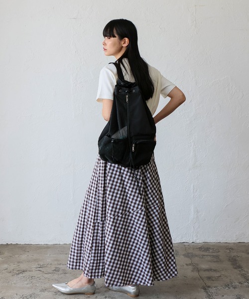 VitaFelice（ヴィータフェリーチェ）の「メッシュナイロンバッグ ナップサック 撥水 超軽量 夏バッグ（バックパック/リュック・レディース・ブラック・FREE）」の14枚目の写真