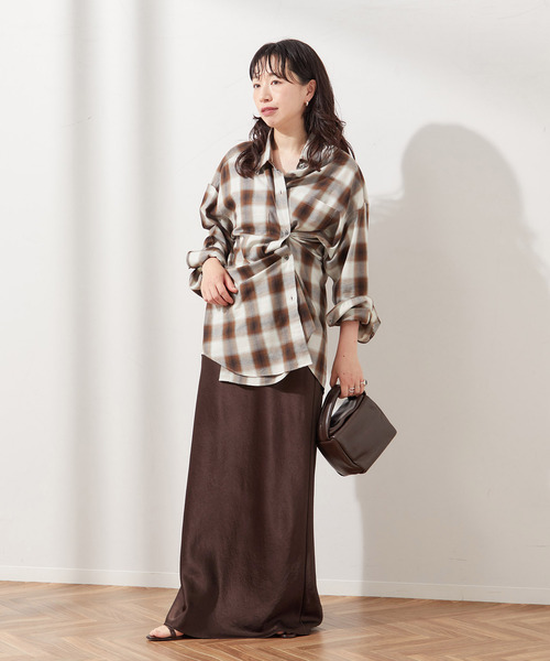 journal standard L'essage（ジャーナルスタンダードレサージュ）の「サテンスカート（スカート・レディース・ブラック/ブラウン・38/36）」の8枚目の写真