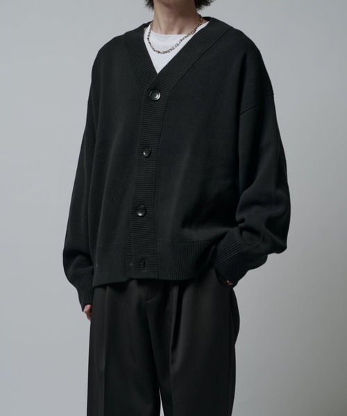 【美品】STONE  ブラックカーディガン L YASHIKI / Nanohana Collar Cardigan(BLACK) | ナノハナカラー
