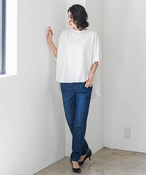 la.f…(ラエフ)の「【biyori】異素材ドルマンプルオーバー≪手洗い可能≫(Tシャツ/カットソー・レディース・ブラック/ホワイト・9号)」の7枚目の写真