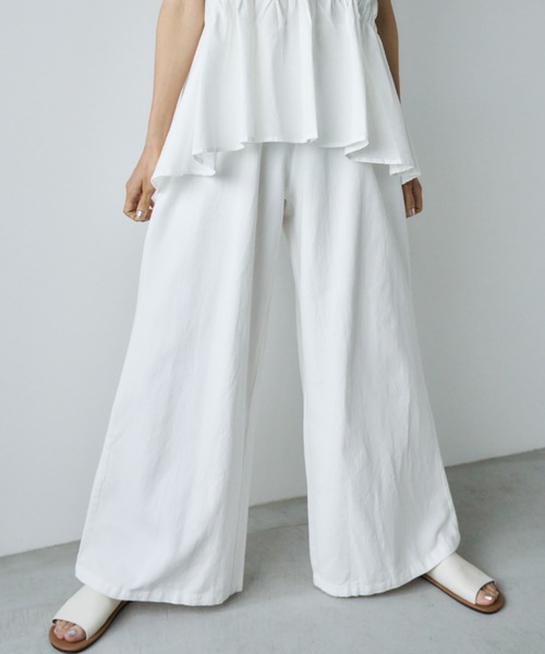 Libra Cue(リブラ キュー)の「デニムワイドイージーパンツ(デニムパンツ・レディース・ブルー/ホワイト・FREE)」の11枚目の写真