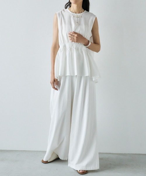 Libra Cue(リブラ キュー)の「デニムワイドイージーパンツ(デニムパンツ・レディース・ブルー/ホワイト・FREE)」の13枚目の写真