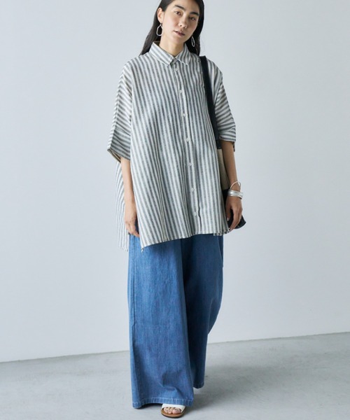 Libra Cue(リブラ キュー)の「デニムワイドイージーパンツ(デニムパンツ・レディース・ブルー/ホワイト・FREE)」の21枚目の写真