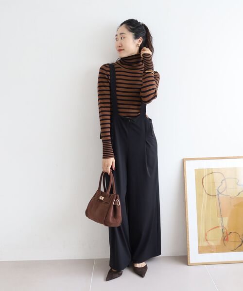 le.coeur blanc(ルクールブラン)の「CICA加工サークルストレッチサロペット(サロペット/オーバーオール・レディース・モカ/ブラック・38)」の10枚目の写真