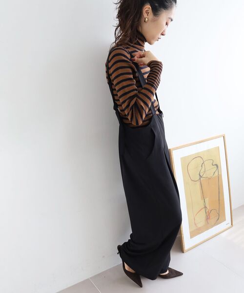 le.coeur blanc(ルクールブラン)の「CICA加工サークルストレッチサロペット(サロペット/オーバーオール・レディース・モカ/ブラック・38)」の15枚目の写真