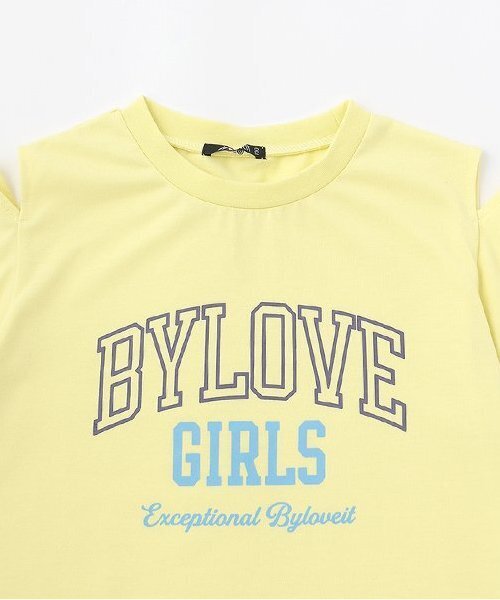 by LOVEiT(バイラビット)の「【接触冷感】肩開きテキストTシャツ(Tシャツ/カットソー・キッズ・オフホワイト/ラベンダー/チャコール/イエロー・130cm/150cm/140cm/160cm/120cm)」の6枚目の写真