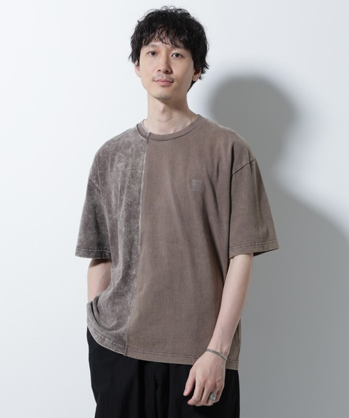 NANO universe（ナノユニバース）の「｢A-C-Z｣2トーンピグメントTシャツ 半袖（Tシャツ/カットソー・メンズ・ブラウン/ブルー/ブラック・M/L）」の2枚目の写真