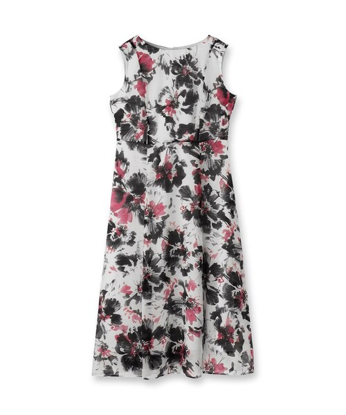 UNTITLED(アンタイトル)の「【シアー/エレガント/花柄/夏ワンピ】ペイントフラワーワンピース(ワンピース・レディース・ブルー系/ピンク系・44/46/48/50/42/00/01/02/03/04)」の3枚目の写真