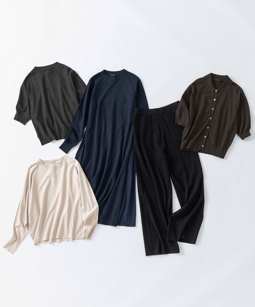 【美品】　23区 ヴィスコースストレッチ　ポロニット　2025 23区(ニジュウサンク)の【洗える/吊り干しOK】ヴィスコース