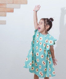 総柄スカラップスリーブワンピ-ス