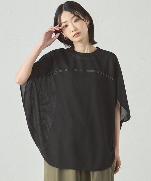 CAST:(キャストコロン)の「【着回し抜群】リネンライクラウンドフォルムカットソー(Tシャツ/カットソー・レディース・ブラウン系その他5/ブラック・M)」の2枚目の写真