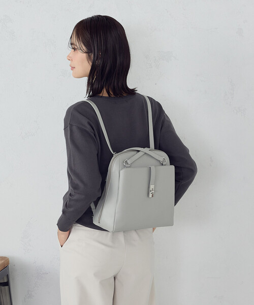 MONO COMME CA(モノコムサ)の「ひねり金具 2WAY トートリュック(バックパック/リュック・レディース・グレー/ブラック・FREE)」の11枚目の写真