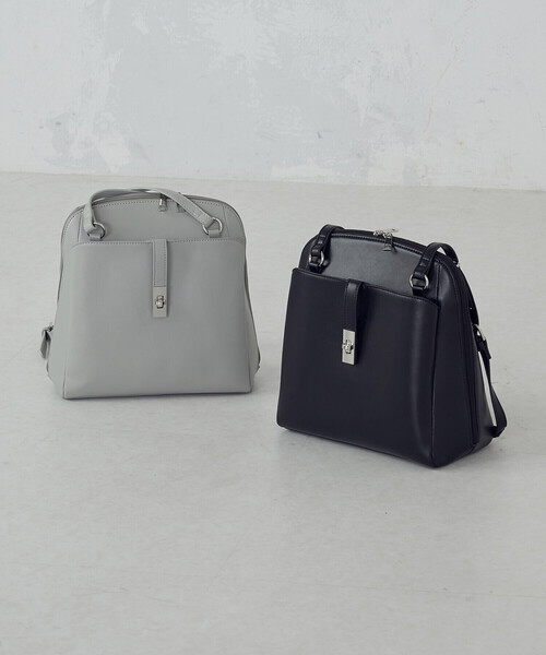 MONO COMME CA(モノコムサ)の「ひねり金具 2WAY トートリュック(バックパック/リュック・レディース・グレー/ブラック・FREE)」の12枚目の写真