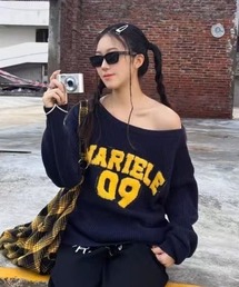 2025AW/韓国カジュアルオフショルニットプルオーバー