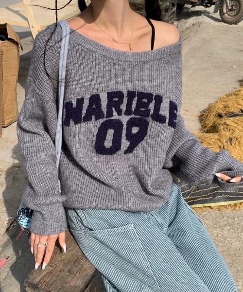 セール】2025AW/韓国カジュアルオフショルニットプルオーバー（ニット