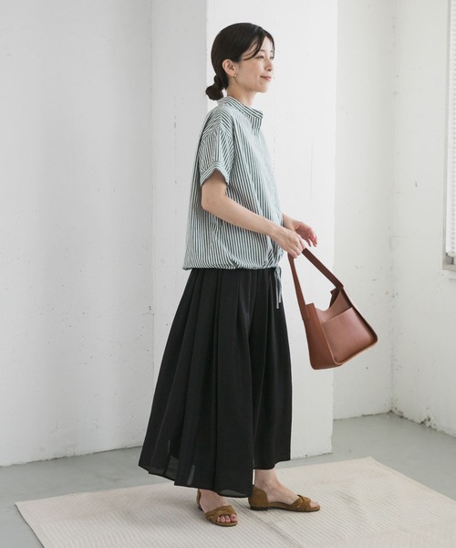 URBAN RESEARCH DOORS（アーバンリサーチドアーズ）の「ストライプドロストバンドカラーシャツ（シャツ/ブラウス・レディース・ネイビー/ブラウン/グリーン・MEDIUM）」の17枚目の写真