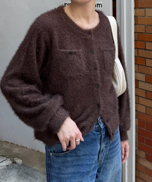 CIAOPANIC TYPY（チャオパニックティピー）の「ミニポケットメランジフェザーカーデ（カーディガン/ボレロ・レディース・ブラウン/グレー/レッド/イエロー・ONE SIZE）」の2枚目の写真