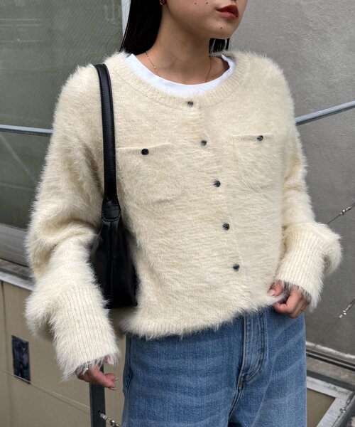 CIAOPANIC TYPY（チャオパニックティピー）の「ミニポケットメランジフェザーカーデ（カーディガン/ボレロ・レディース・ブラウン/グレー/レッド/イエロー・ONE SIZE）」の3枚目の写真