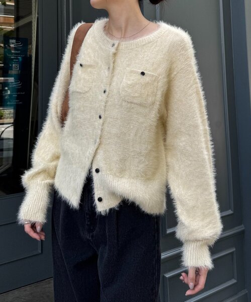 CIAOPANIC TYPY（チャオパニックティピー）の「ミニポケットメランジフェザーカーデ（カーディガン/ボレロ・レディース・ブラウン/グレー/レッド/イエロー・ONE SIZE）」の12枚目の写真