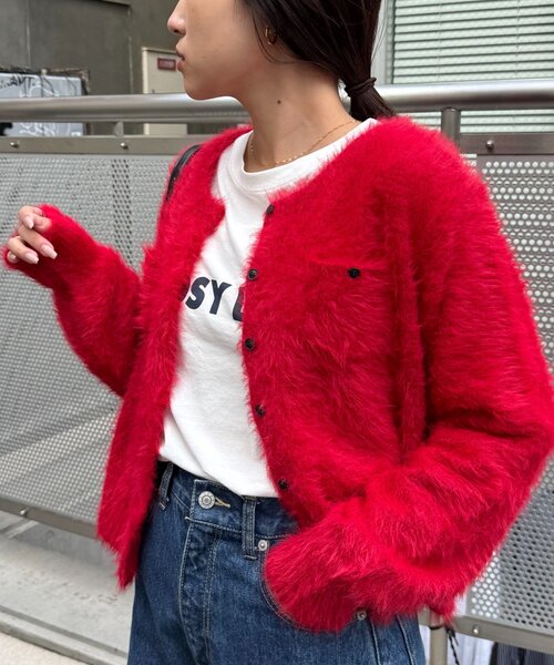 CIAOPANIC TYPY（チャオパニックティピー）の「ミニポケットメランジフェザーカーデ（カーディガン/ボレロ・レディース・ブラウン/グレー/レッド/イエロー・ONE SIZE）」の7枚目の写真