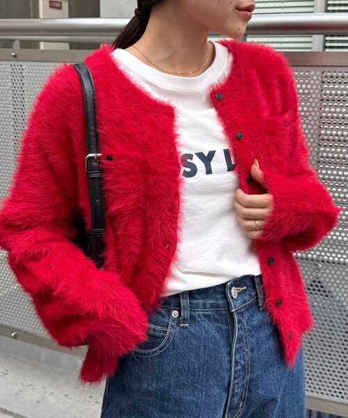 CIAOPANIC TYPY（チャオパニックティピー）の「ミニポケットメランジフェザーカーデ（カーディガン/ボレロ・レディース・ブラウン/グレー/レッド/イエロー・ONE SIZE）」の8枚目の写真