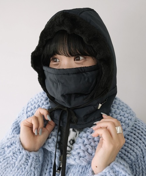 ボア付き 中綿マフラー 一体型 フードキャップ cula1234（キャップ