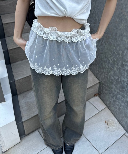 APPORTE PAR LES MARCHES（アポルテパーレマルシェ）の「【MARCHES】重ねぎ風スカラップレース（スカート・レディース・オフホワイト・FREE）」の4枚目の写真