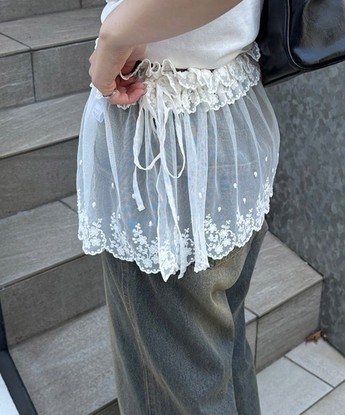 APPORTE PAR LES MARCHES（アポルテパーレマルシェ）の「【MARCHES】重ねぎ風スカラップレース（スカート・レディース・オフホワイト・FREE）」の5枚目の写真