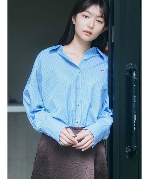 POLO BCS（ポロ ビーシーエス）の「【POLO BCS】オーバーシャツ（シャツ/ブラウス・レディース・ホワイト/ピンク/ライトブルー/オフホワイト/グレー/ブルー・MEDIUM）」の6枚目の写真