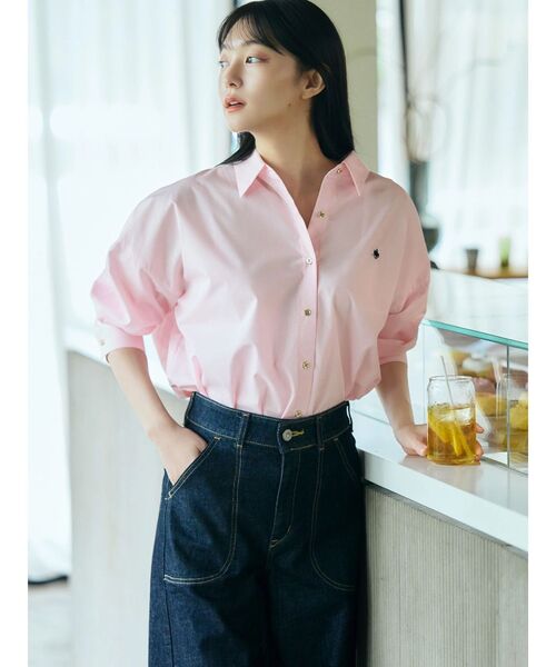 POLO BCS（ポロ ビーシーエス）の「【POLO BCS】オーバーシャツ（シャツ/ブラウス・レディース・ホワイト/ピンク/ライトブルー/オフホワイト/グレー/ブルー・MEDIUM）」の7枚目の写真