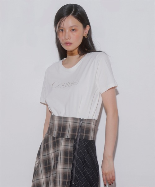 AND COUTURE(アンドクチュール)の「COUTURE 刺繍Tシャツ(Tシャツ/カットソー・レディース・オフホワイト/ブラック・FREE)」の10枚目の写真