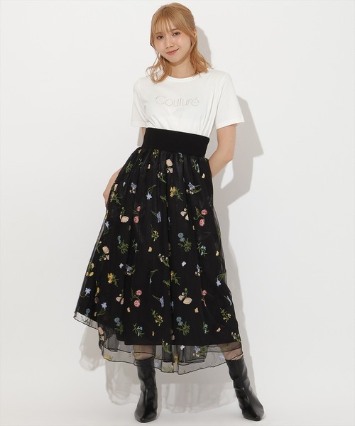 AND COUTURE(アンドクチュール)の「COUTURE 刺繍Tシャツ(Tシャツ/カットソー・レディース・オフホワイト/ブラック・FREE)」の12枚目の写真