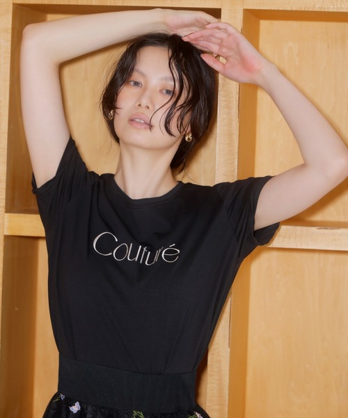 AND COUTURE(アンドクチュール)の「COUTURE 刺繍Tシャツ(Tシャツ/カットソー・レディース・オフホワイト/ブラック・FREE)」の17枚目の写真