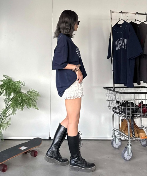 sedacle(セダクル)の「アソート裏毛カッティングTEE(Tシャツ/カットソー・レディース・ブラック/チャコールグレー/グレー/ネイビー・SMALL/LARGE/MEDIUM)」の6枚目の写真