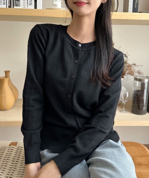Eclat one（エクラワン）の「【Eclat one】シンプルデザイン クルーネック カーディガン（カーディガン/ボレロ・レディース・ブラック/ライトブルー/オフホワイト/グレー/オレンジ・FREE）」の22枚目の写真