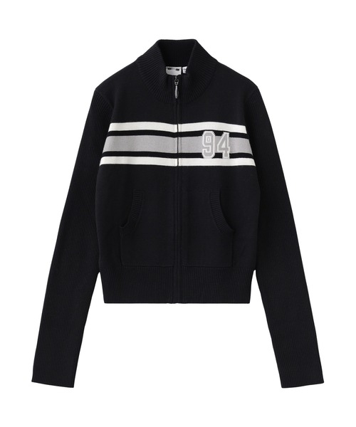 トップス WIRED NUMBERING JACQUARD ZIP UP KNIT TOP（ニット/セーター）｜X