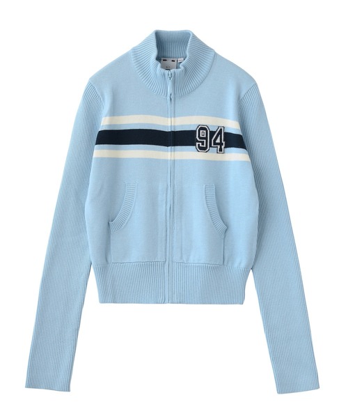 NUMBERING JACQUARD ZIP UP KNIT TOP（ニット/セーター）｜X-girl