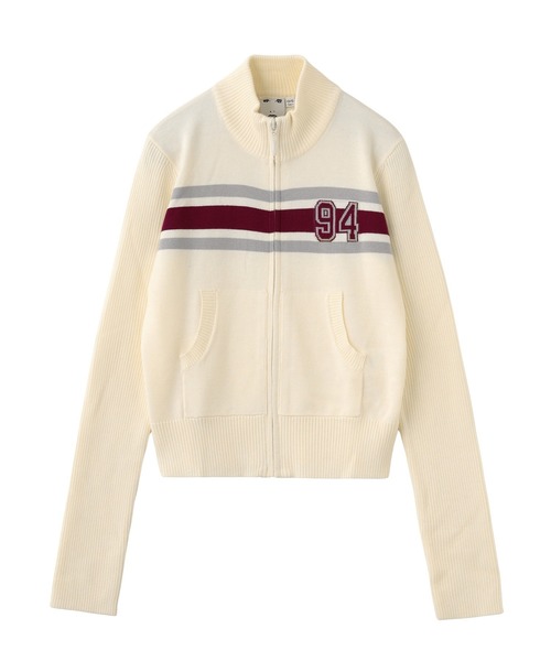 NUMBERING JACQUARD ZIP UP KNIT TOP（ニット/セーター）｜X