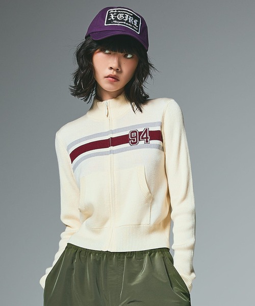 トップス WIRED セール】NUMBERING JACQUARD ZIP UP KNIT TOP（ニット/セーター）｜X