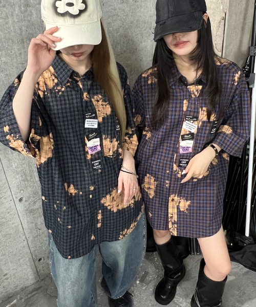 Figments（フィグメンツ）の「タイツキブリーチチェックシャツ（シャツ/ブラウス・レディース・ブラウン/ネイビー・FREE）」の3枚目の写真