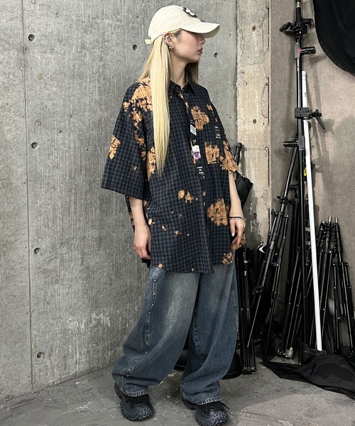 Figments（フィグメンツ）の「タイツキブリーチチェックシャツ（シャツ/ブラウス・レディース・ブラウン/ネイビー・FREE）」の11枚目の写真