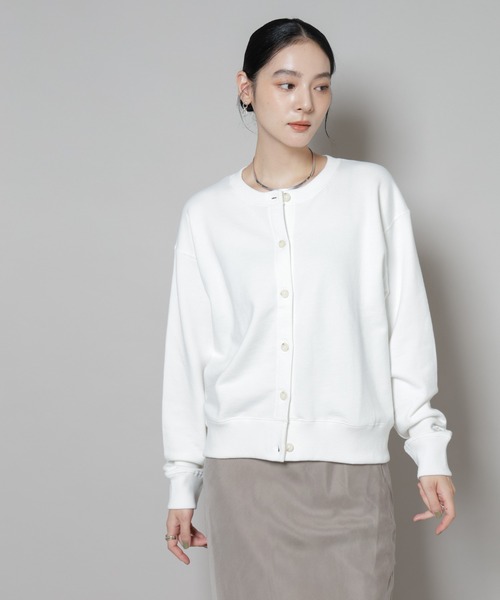 Russell Athletic（ラッセルアスレティック）の「RUSSELL ATHLETIC/別注 Mini Logo Sweat Cardigan（カーディガン/ボレロ・レディース・グレー/ホワイト/ブラウン・FREE）」の5枚目の写真