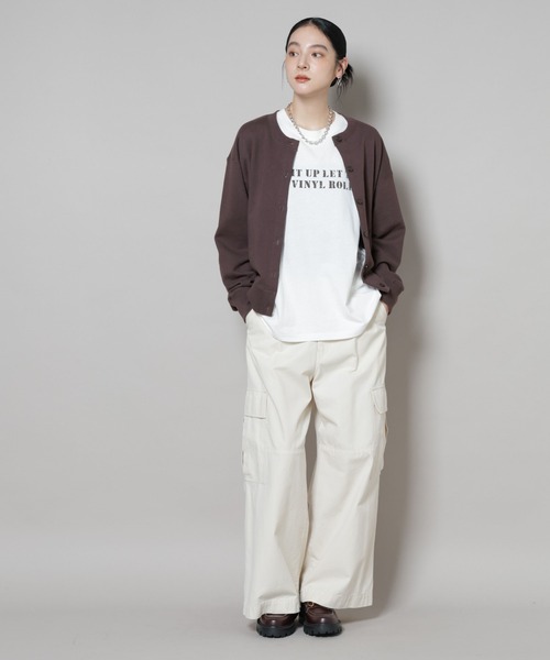 Russell Athletic（ラッセルアスレティック）の「RUSSELL ATHLETIC/別注 Mini Logo Sweat Cardigan（カーディガン/ボレロ・レディース・グレー/ホワイト/ブラウン・FREE）」の14枚目の写真