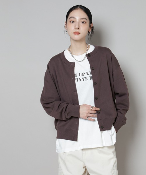 Russell Athletic（ラッセルアスレティック）の「RUSSELL ATHLETIC/別注 Mini Logo Sweat Cardigan（カーディガン/ボレロ・レディース・グレー/ホワイト/ブラウン・FREE）」の11枚目の写真