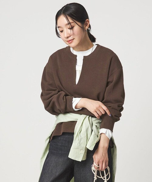 green label relaxing（グリーンレーベルリラクシング）の「【WEB限定】＜at ease＞ダブルフェイス プルオーバー カットソー（Tシャツ/カットソー・レディース・ブラック/ナチュラル/モカ/ダークブラウン・FREE）」の2枚目の写真