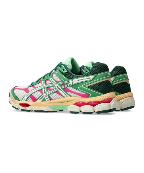ASICS(アシックス)の「GEL-CUMULUS 16 / ゲルキュムラス 16(スニーカー・メンズ・ホワイト×グリーン・24/25/26/27/28/29/28.5/25.5/26.5/27.5/24.5/23.5/23)」の4枚目の写真