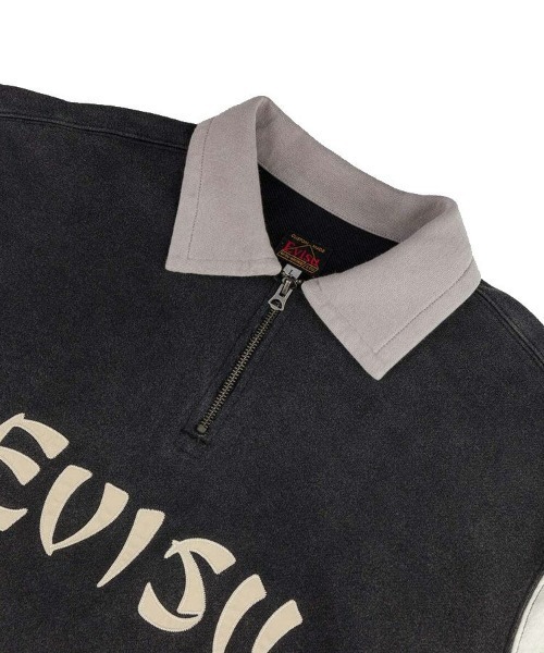 EVISU（エヴィス）の「【EVISU】BLOCKING HEAVY WASHED HALF ZIP SWEATSHIRT / ブラック [2EAEJM5SW6106]（スウェット・メンズ・ブラック・M/L/LL/S）」の4枚目の写真