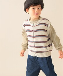 BEAMS mini | ボーダー ニット ベスト 2025FW（90～140cm）(ベスト)